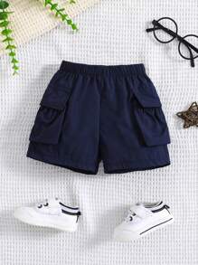 男嬰舒適時尚工裝/露營藍色短褲 - 藏蓝色 - 查看 1