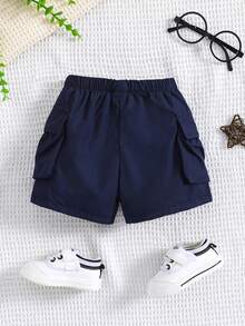 男嬰舒適時尚工裝/露營藍色短褲 - 藏蓝色 - 查看 2