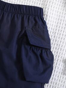 男嬰舒適時尚工裝/露營藍色短褲 - 藏蓝色 - 查看 3