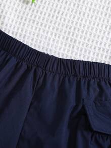 男嬰舒適時尚工裝/露營藍色短褲 - 藏蓝色 - 查看 4