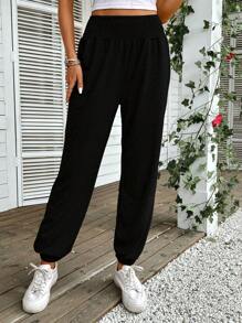 EMERY ROSE Solid Slant Pocket Joggers - Black - View 4