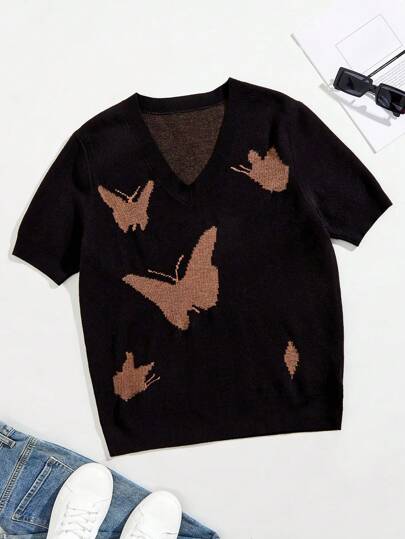 Guys Butterfly Pattern Knit Top