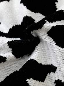 Baby Girl Cow Pattern Knit Jumpsuit - Multicolor - View 5