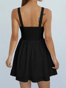 SHEIN EZwear Tie Front Ruched Bust Cami Dress