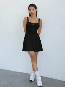 SHEIN EZwear Tie Front Ruched Bust Cami Dress