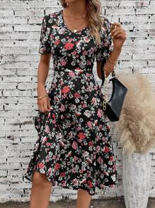 EMERY ROSE Floral Print A-line Dress - Multicolor - View 5