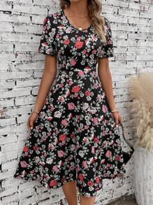 EMERY ROSE Floral Print A-line Dress - Multicolor - View 6
