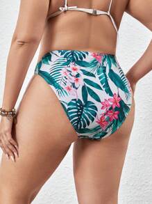 SHEIN Swim Curve 大碼熱帶圖案泳衣下裝附裙子 - 彩色 - 查看 4