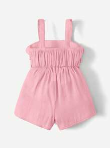 SHEIN Bebé niña Mono de tirantes ribete con fruncido - Rosa Pálido - Ver 2