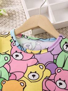 SHEIN 女小童卡通圖案T恤 - 彩色 - 查看 5