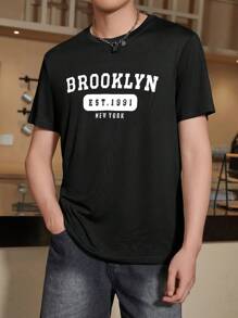 Manfinity Homme Men Letter Graphic Tee - Black - View 5