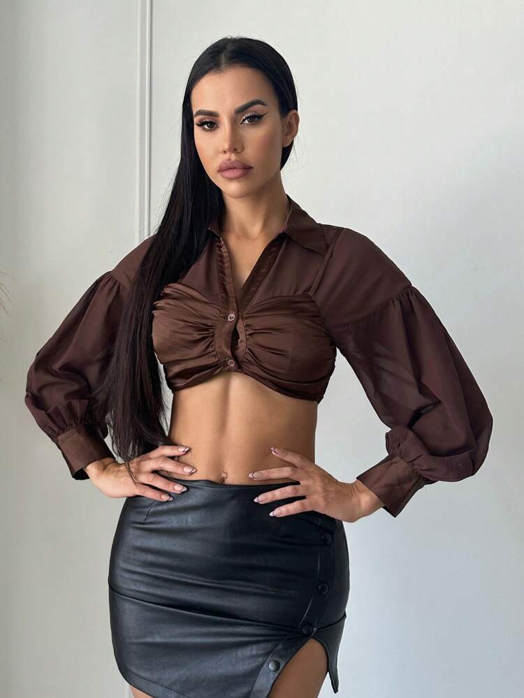 Twist Front Crop Blouse