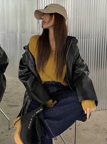 DAZY Criss Cross Back Drop Shoulder Jumper - Mustard Yellow - View 7