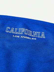 SHEIN EZwear Letter Graphic Tube Top & Drawstring Waist Shorts - Royal Blue - View 5