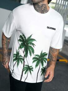 Manfinity RebelGame Nam Hình ảnh cây dừa và chữ cái Áo thun - trắng - Xem 1