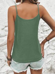 SHEIN LUNE Contrast Geo Tape Cami Top - Army Green - View 2