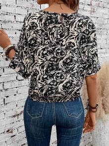 EMERY ROSE Allover Print Batwing Sleeve Blouse - Multicolor - View 2