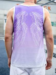 Manfinity RebelGame Men Wings Print Ombre Contrast Binding Tank Top - Multicolor - View 1