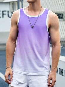 Manfinity RebelGame Men Wings Print Ombre Contrast Binding Tank Top - Multicolor - View 2