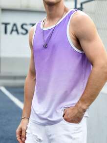 Manfinity RebelGame Men Wings Print Ombre Contrast Binding Tank Top - Multicolor - View 3