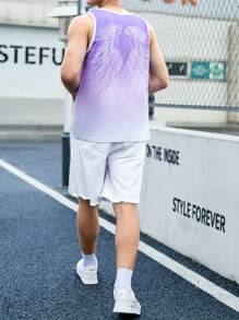 Manfinity RebelGame Men Wings Print Ombre Contrast Binding Tank Top - Multicolor - View 5