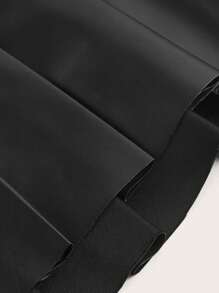 SHEIN ICON 素色亮面腰帶半身裙 - 黑色 - 查看 5