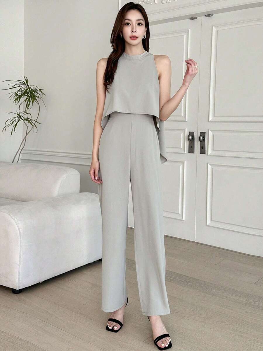 DAZY 纯色高低下摆背心连体裤女款连体裤 - 薄荷綠 - 查看 1