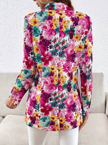 SHEIN Clasi 1pc Floral Print Single Button Blazer - Multicolor - View 2