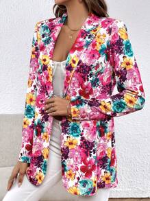 SHEIN Clasi 1pc Floral Print Single Button Blazer - Multicolor - View 4
