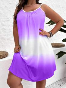 SHEIN VCAY Hơn Bóng Tương phản ràng buộc Váy Dây - Màu tím - Xem 1