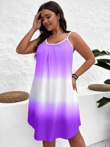 SHEIN VCAY Hơn Bóng Tương phản ràng buộc Váy Dây - Màu tím - Xem 4