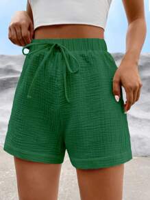 Muchica 素色腰部打結短褲