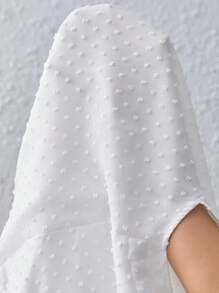 SHEIN Frenchy 大碼圓點蝴蝶袖雪紡襯衫 - 白色 - 查看 6