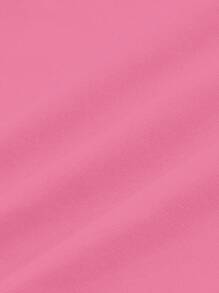 SHEIN EZwear Summer  Outfits Solid Ruched Halter Top - Pink - View 3