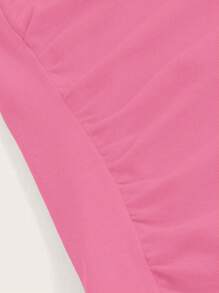 SHEIN EZwear Summer  Outfits Solid Ruched Halter Top - Pink - View 4