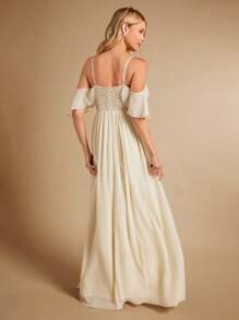SHEIN Belle Cold Shoulder Sequin Bodice Maxi Formal Dress
