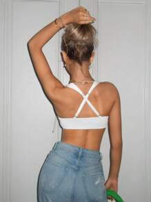 SHEIN X PERLA SHEIN ICON Top cropped súper fruncido blanco de corsé - Blanco - Ver 2