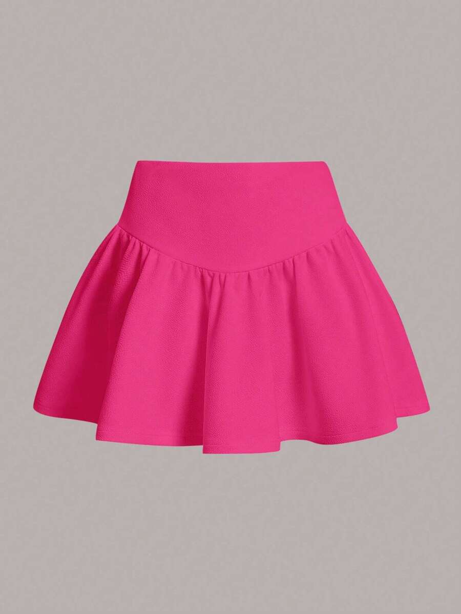 SHEIN MOD Váy loe viền váy ngắn mùa hè - Màu Hồng Tươi - Xem 1