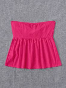 SHEIN EZwear 前扭結抹胸上衣 - 玫紅色 - 查看 2