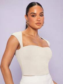 Silquee 雞心領口素色背心上衣