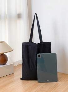 Màu thuần Tối giản Giải trí Túi vải - màu đen - Xem 3