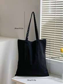 Màu thuần Tối giản Giải trí Túi vải - màu đen - Xem 5
