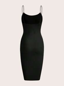 Firerie Solid Base Cami Bodycon Dress-Black - Black - View 2