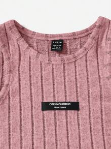 SHEIN EZwear Letter Patched Detail Tank Top & Drawstring Waist Shorts - Dusty Pink - View 3