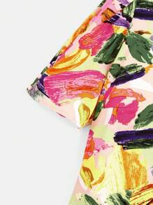 SHEIN LUNE 大碼滿版印花泡泡袖襯衫 - 彩色 - 查看 4