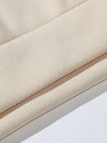 Manfinity 男士熊和標語圖案袋鼠口袋抽繩連帽衫 - 卡其色 - 查看 7