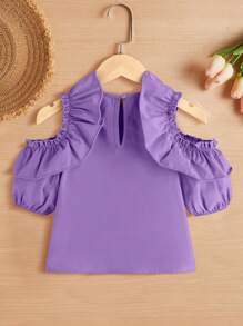 SHEIN 女小童挖肩荷葉邊襯衫 - 紫丁香色 - 查看 2