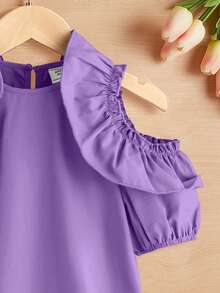 SHEIN 女小童挖肩荷葉邊襯衫 - 紫丁香色 - 查看 3