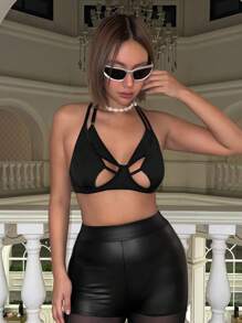 SHEIN ICON Cut Out Front Crop Cami Top