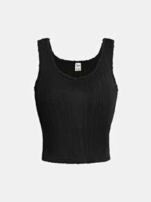 SHEIN Teen Girl Solid Tank Top - Black - View 1